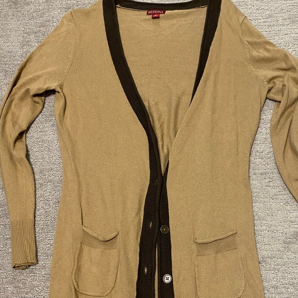Merona brown long cardigan with buttons